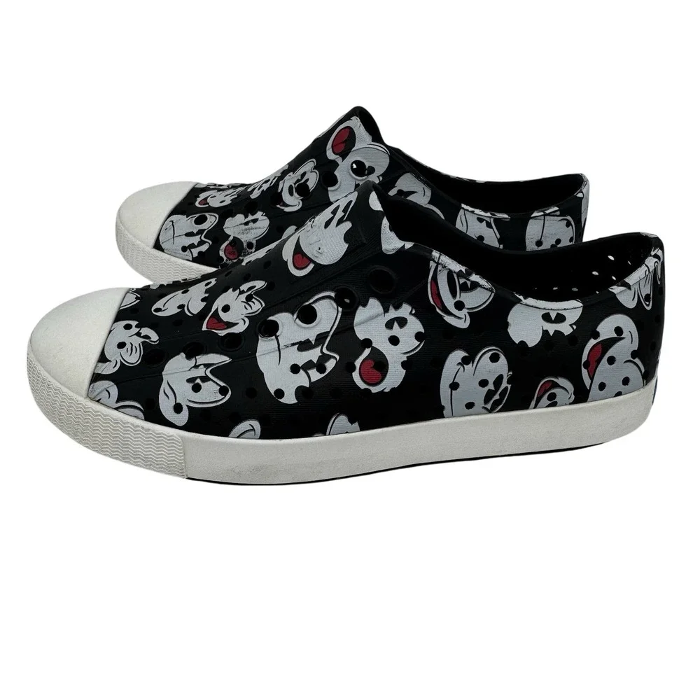 Native Shoes Mickey‎ Mouse Print Water Shoes Slip On Womens Size 6 Black